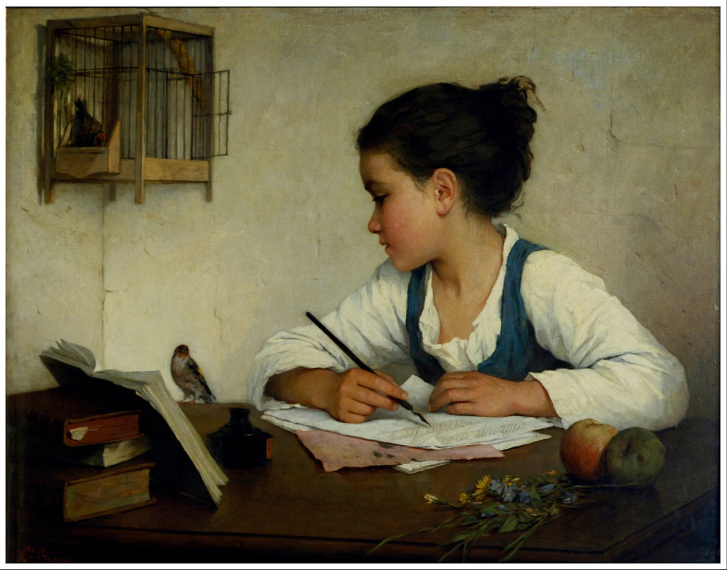 Henriette Brown, a girl writing - credit commons.wikimedia.org